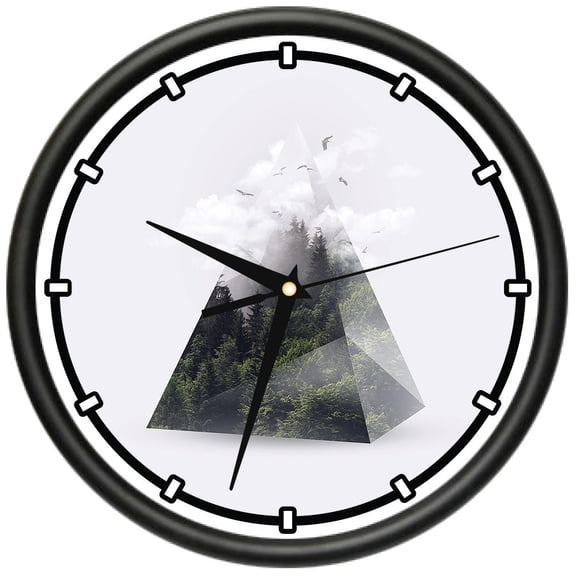 Forest Triangle  Design Wall Clock | Precision Quartz Movement | Décor For School Class Office Bedroom Decoration