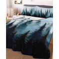 thumbnail image 1 of Forest Turquoise Full Size Down Alternative Comforter, Lightweight Comforter Quilt Bedding Set with Pillow Shams Retro Trees Silhouette Landscape All Seasons Bed Comforter Duvet Insert 78"x90", 1 of 7