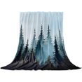 thumbnail image 1 of Forest Turquoise Throw Blanket for Couch, Soft Lightweight Flannel Fleece Blanket, Retro Trees Silhouette Landscape Microfiber Plush All Season Decorative Blankets Gifts for Sofa Bed 50"x60", 1 of 9
