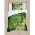 thumbnail image 1 of Forest Twin Size Duvet Cover Set, Evergreen Back Nature Area Mother Earth Lime Trunk Mangrove Flora Willow Photography, Decorative 2 Piece Bedding Set with 1 Pillow Sham, Green, by Ambesonne, 1 of 3