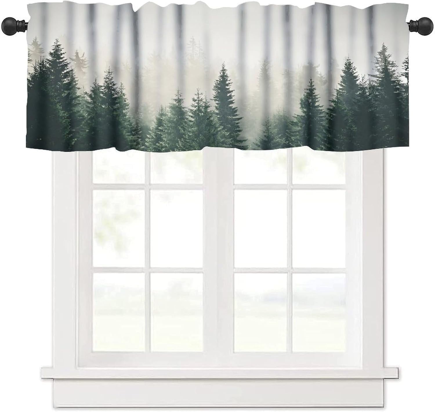 Forest Valances,Misty Fantasy Landscape Forest Mountains Rod Pocket ...