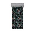 thumbnail image 1 of Forest Vibes Fitted Sheet & Pillow Sham Set, Night Woodland Leaves and Branches Watercolor Concept Print, Decorative Printed 2 Piece Bedding Decor, Twin, Jade Green and Charcoal Grey, by Ambesonne, 1 of 2