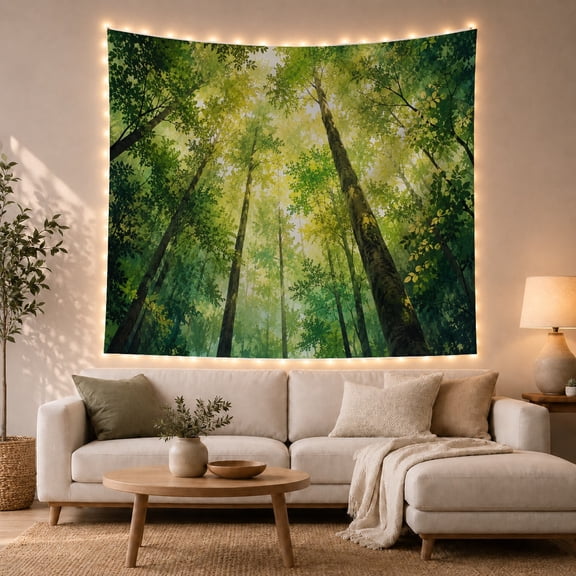 Forest Viewed Ground With Level Perspective Looking Upward, Mystical Fantasy for Space Lovers, Wall Decor, Mother's Day Gift, Tapestry Wall Hanging for Dorm and Living Room