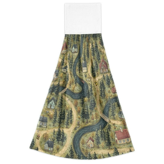 Forest Village 2 Pack 14''x18'' Hand Towels Soft Coral Fleece Quick Dry Hook and Loop for Kitchen Bathroom