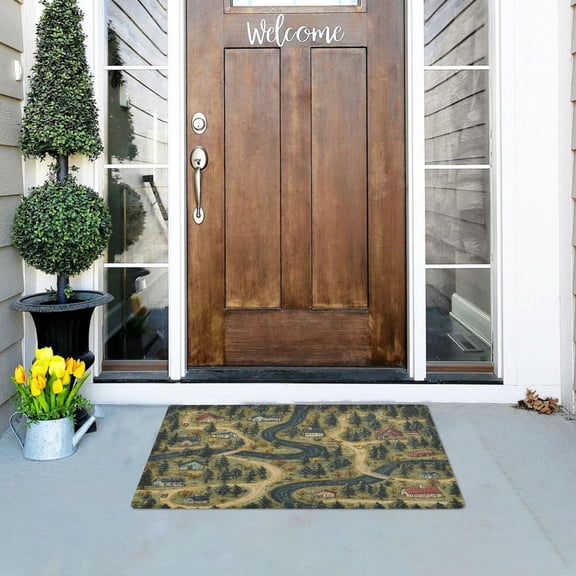 Forest Village Outdoor Doormats NonSlip Bath Rugs Absorbent Muddy Dirt Resist Door Mats 32''x20''