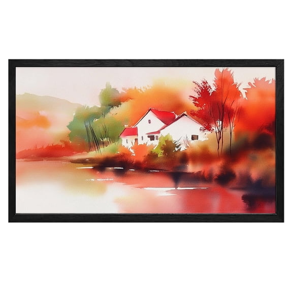 Forest Wall Art Maple Tree House Rustic Landscape Nature Canvas Art Wall Decor For Bedroom Livingroom Office