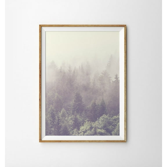 Forest Wall Art Mountain Print Nature Print Forest Print Tree Print Landscape Print Forest Wilderness Fog Forest Scandinavian Decor Wall Art, Modern Wall Decor, 8x12 UNFRAMED