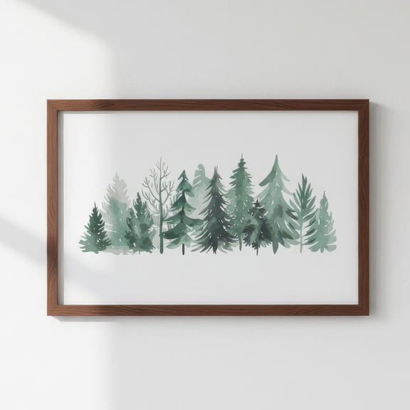 Forest Wall Art Poster, Green Pine Tree Poster, Minimalist Nature Poster, Scandinavian Home Decor, Eco,, Unframed Poster Size 8x12