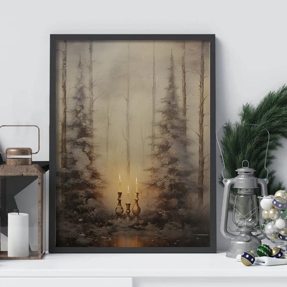 Forest Wall Art With Handmade Frame Winter Woodland Home Decor, 8x12 UNFRAMED