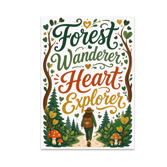 Forest Wanderer Heart Explorer Wall Art - Nature Enthusiast - 13x19 Poster Print