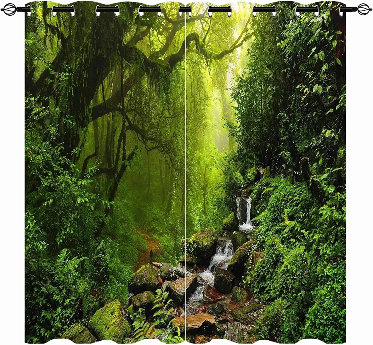Forest Waterfall Curtains For Bedroom Natural Landscape 3d Printed ...