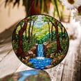 thumbnail image 1 of Forest Waterfall Glass Suncatcher v3, Nature Window Art, Mother's Day, 3.5 in, 1 of 3
