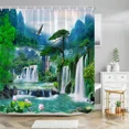 thumbnail image 1 of Forest Waterfall Landscape Shower Curtain Outdoor Garden Poster Tropical Plants LandscapePolyester Shower Curtain Bathroom Decor, 1 of 6