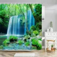 thumbnail image 1 of Forest Waterfall Landscape Shower Curtain Outdoor Garden Poster Tropical Plants LandscapePolyester Shower Curtain Bathroom Decor, 1 of 6