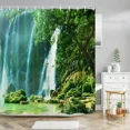 thumbnail image 1 of Forest Waterfall Landscape Shower Curtain Outdoor Garden Poster Tropical Plants LandscapePolyester Shower Curtain Bathroom Decor, 1 of 6