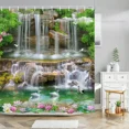 thumbnail image 1 of Forest Waterfall Landscape Shower Curtain Outdoor Garden Poster Tropical Plants LandscapePolyester Shower Curtain Bathroom Decor, 1 of 6