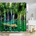 thumbnail image 1 of Forest Waterfall Landscape Shower Curtain Outdoor Garden Poster Tropical Plants LandscapePolyester Shower Curtain Bathroom Decor, 1 of 6