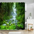 thumbnail image 1 of Forest Waterfall Landscape Shower Curtain Outdoor Garden Poster Tropical Plants LandscapePolyester Shower Curtain Bathroom Decor, 1 of 6