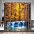 thumbnail image 1 of Forest Waterfall Shower Curtain Fall Autumn Scenic Jungle Natural Scenery Seasonal Landscape Tree River Stone Fabric Bathroom Decor Set with Hooks, 1 of 6