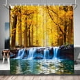 thumbnail image 1 of Forest Waterfall Shower Curtain Fall Autumn Scenic Jungle Natural Scenery Seasonal Landscape Tree River Stone Fabric Bathroom Decor Set with Hooks, 1 of 6