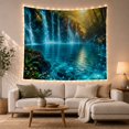 thumbnail image 1 of Forest Waterfalls Cascading Into Luminous Pool, Serene Fantasy Style for Nature Lovers, Waterfall Wall Decor Housewarming Gift, Tapestry Wall Hanging for Bedroom and Living Room, 1 of 5
