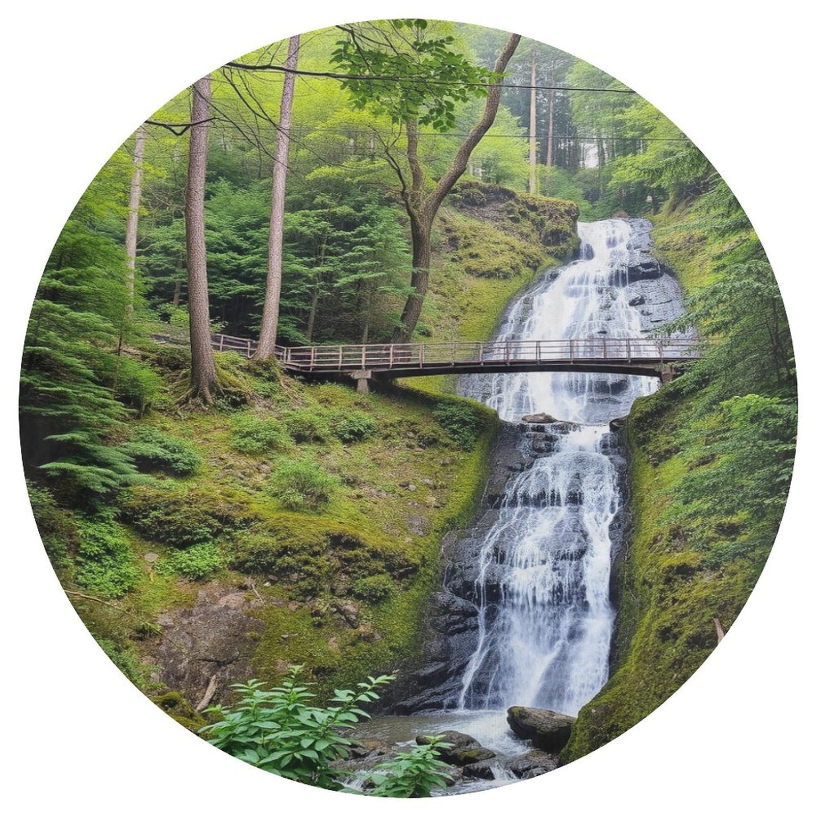 Forest Waterfalls Round Area Rug Floor Carpets Washable Indoor Floor ...
