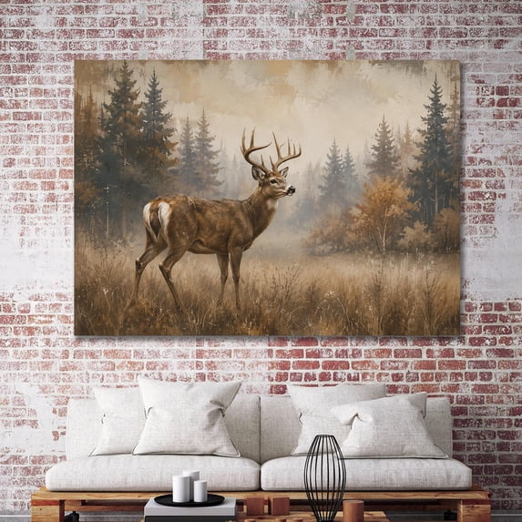 Forest Whitetail Deer Rustic Buck Woodland Wildlife Hunting Cabin Lodge ...