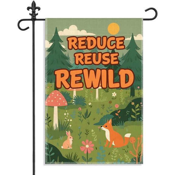 Forest Wildlife Garden Flag Double Sided 12 x 18 Inch Outdoor Yard Patio Decor Earth Theme Sustainable Living Design