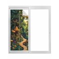 thumbnail image 1 of Forest Window Privacy Film, Vintage Cottage Mushroom Tree Floral Green Static Cling UV Sun Blocking Tint Film Heat Control Windows Films for Bedroom Bathroom, Window Stickers 29.5"x78.7", 1 of 8