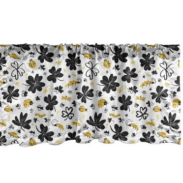 Ambesonne Forest Valance Pack of 2, Bugs and Leaves Woodland, 54"X18", Mustard and Charcoal Grey