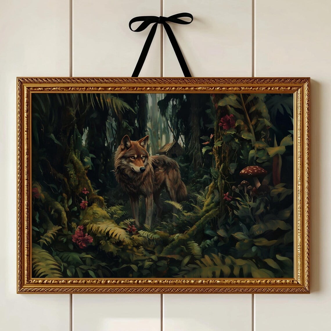 Forest Wolf Mystical Woodland Animal Wall Art Print, Dark Nature ...