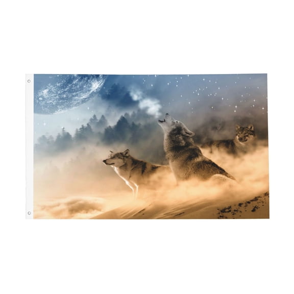 Forest Wolf Pattern Flag 3x5 Ft Outdoor Indoor With Grommet Garden Yard Banner Decorative Sign