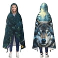 thumbnail image 1 of Forest Wolf Wearable Blanket Hoodies for Women Men Adults Wolf Lovers Plush Lightweight Cool Wolves Hooded Blankets for Camping Office Decor Birthday Gifts 60×80 Inch, 1 of 5