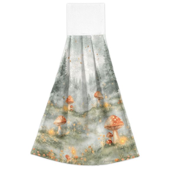 Forest and Mushrooms 2 Pack 14''x18'' Hand Towels Soft Coral Fleece Quick Dry Hook and Loop for Kitchen Bathroom