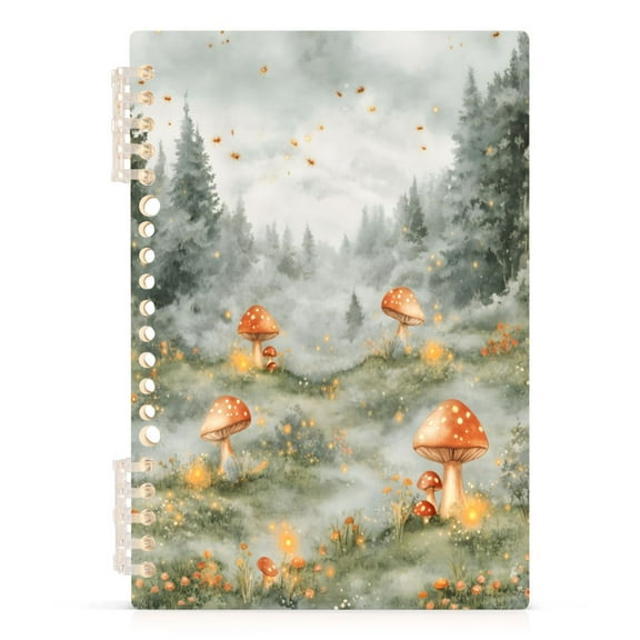 Forest and Mushrooms A5 8.3x5.7in PP Notebook, Adjustable Rings, 60 Sheets, Diary or Journey Note