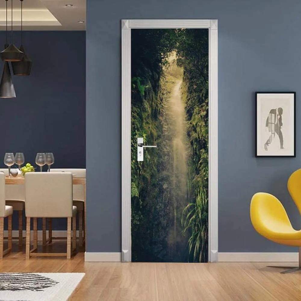 Forest in Sunlight Door Stickers Wallpaper Spring Woods Door Sticker ...