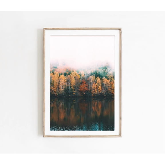 Forest landscape Poster nordic nature photography foggy wall art Poster, Unframed Poster Size 8x12