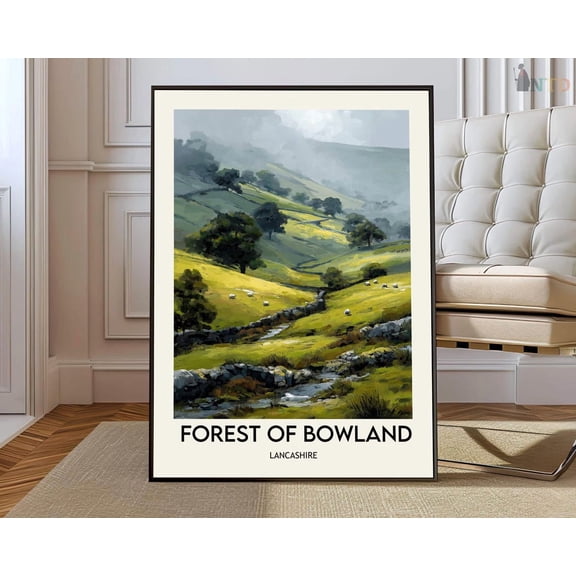 Forest of Bowland England Countryside Map Wall Art Travel Decor Unframed Paper Print