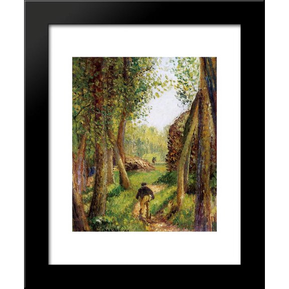 Forest scene with two figures 20x24 Framed Art Print by Pissarro, Camille
