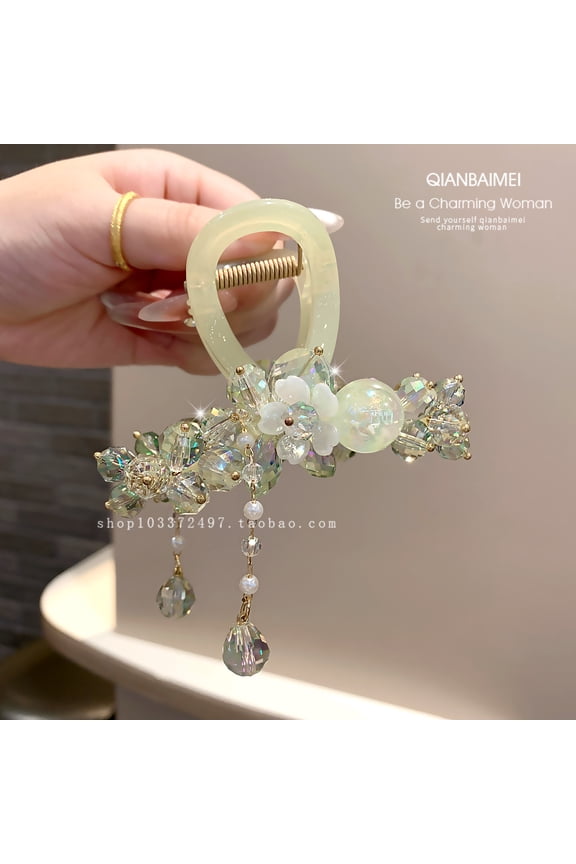 Forest style exquisite flower hair, dreamy light luxury crystal hair clip, Korean style lazy hair clip, shark clip, fairy like feeling