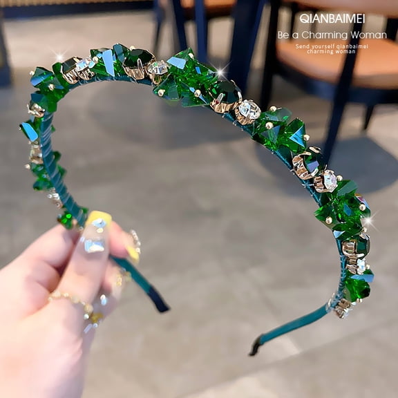 Forest style luxury crystal headband for female heavy workers, high-end sense, pressure hair, versatile, internet famous headband, fashionable, exquisite, elegant hair clip