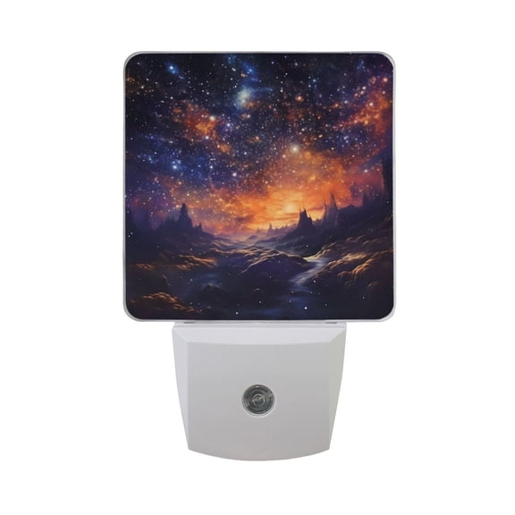 Forest under Stars Night Light 2 Pack LED Nightlight Plug into Wall Dusk to Dawn Sensor Soft White