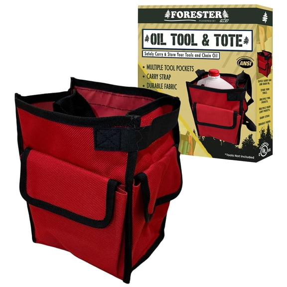 Forester Chain Oil Heavy Duty Tool Tote Bag - Durable Tool Bag with Multiple Pockets & Chain Loops