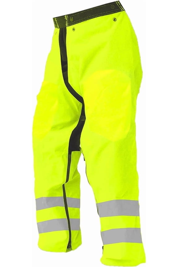 Chainsaw Safety Chaps - Full Wrap Zipper - Safety Green (Regular (37") Fits Most 5'4" to 6' Tall)
