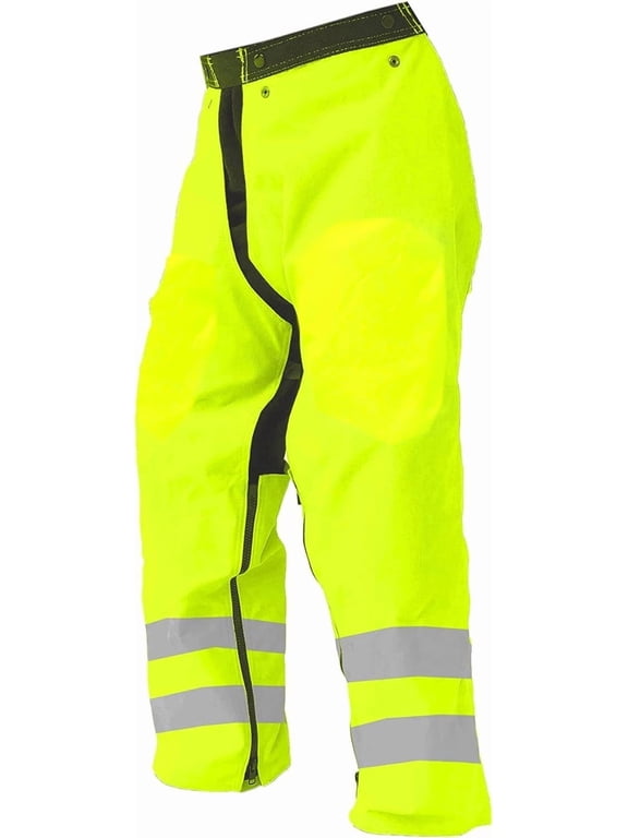 Chainsaw Safety Chaps - Full Wrap Zipper - Safety Green (Regular (37") Fits Most 5'4" to 6' Tall)