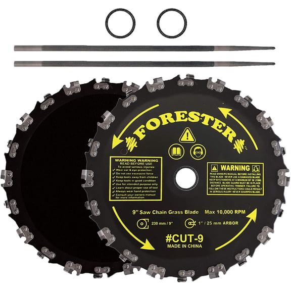 Forester Chainsaw Tooth 9 in Power Tool Blade with 3/16 in Round File, Brush Blade, 2 Pack