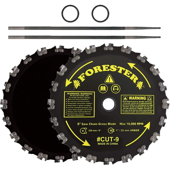 Forester Chainsaw Tooth 9 in Power Tool Blade with 3/16 in Round File, Brush Blade, 2 Pack