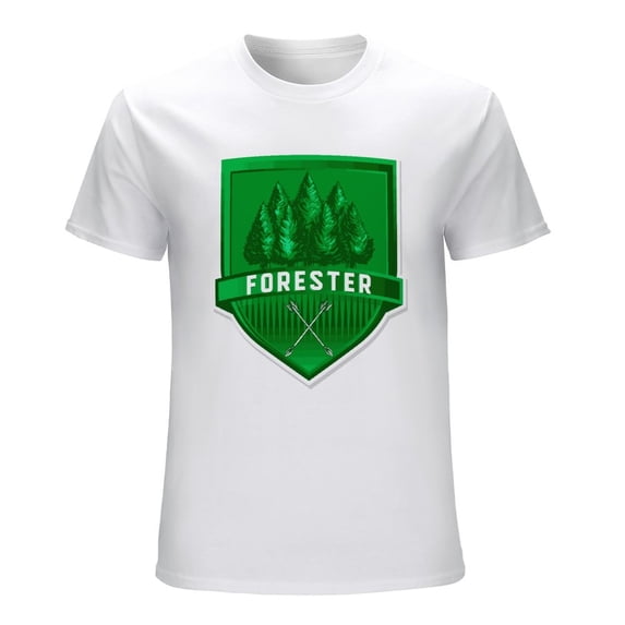 Forester Men’s T-Shirt 100% Cotton Casual Short Sleeve Tops Gift Tee White M
