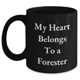 thumbnail image 1 of Forester's Heart Beats For A Black Coffee Mug, 'My Heart Belongs To A Forester', Funny Birthday Unique Gifts From Men, Perfect For Women, Friends, or Coworkers, 1 of 5