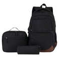 thumbnail image 1 of Forestfish 3-Piece Backpack Set for School,Large Capacity Teen Backpack with Insulated Lunch Bag & Pencil Case,Waterproof with Laptop Compartment & Side Pocket(Solid Color/Black), 1 of 7